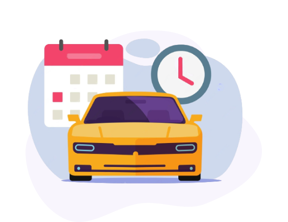 yellow car with calendar illustration